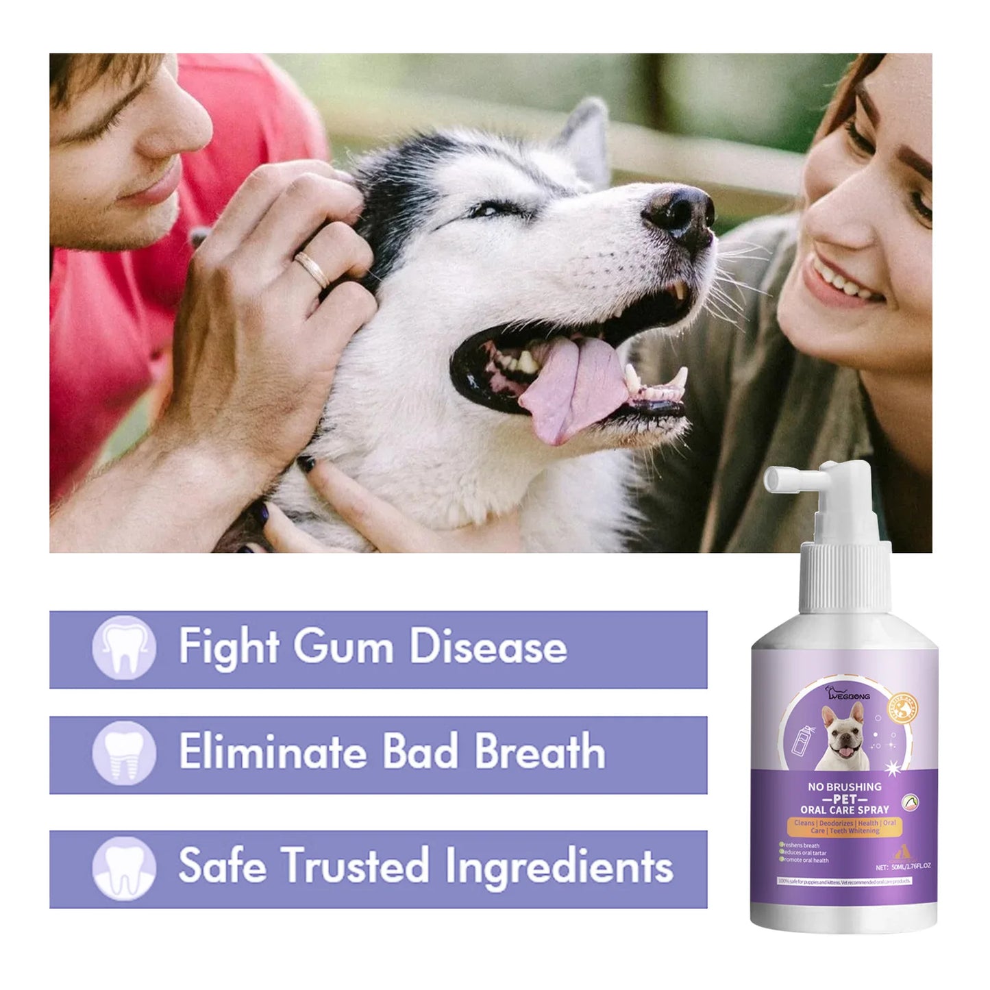 50ml Pet Oral Cleanse Spray Dogs Cats Teeth Clean Deodorant Prevent Calculus Remove Kitten Bad Breath Mouth Fresh Pet Supplies