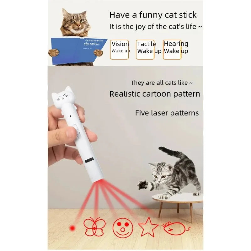 USB Charging Laser Cat Teasing Stick Infrared Laser Light Pattern Projection Cat Toy Pet Supplies Cat Teasing Pen cat toys
