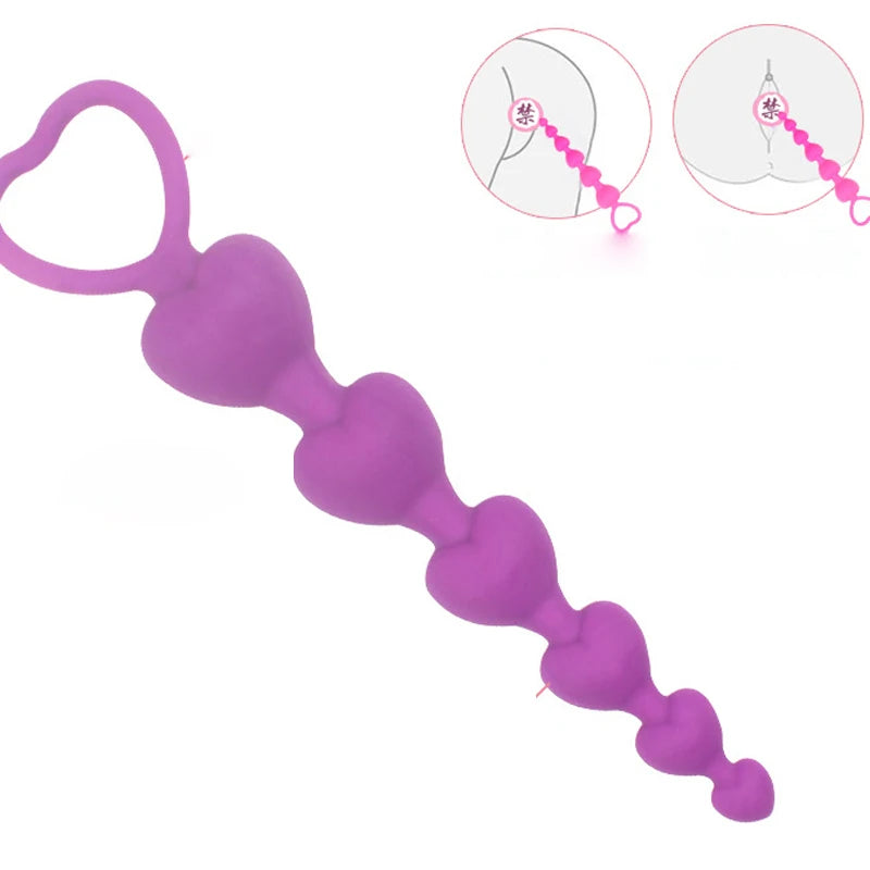 2023 New Heart beads Soft Anal Plug anus Toys Big Balls Silicone G-Spot Stimulating Butt Plugs Adult Sex Couple Sexy
