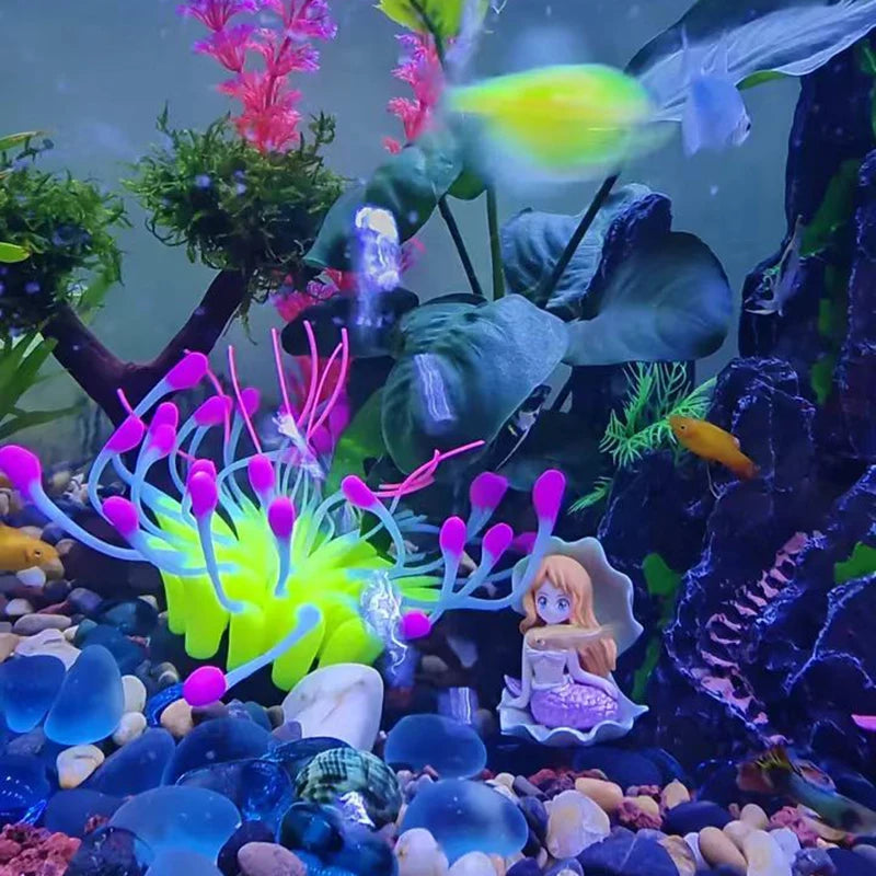 Artificial Underwater SiliconeCoral Aquarium Fish Tank Simulation Decoration Aquarium Backgrounds Plants Water Flower Beautiful