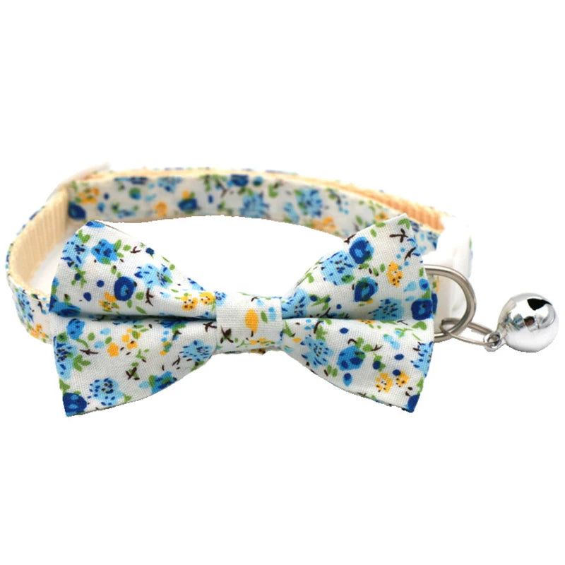 New Deign Floral Pet Dog Collars Adjustable Daisy Christmas Cosplay York Dog Necklace Cute Bow Tie Sphinx Cat Cute Neck Collars