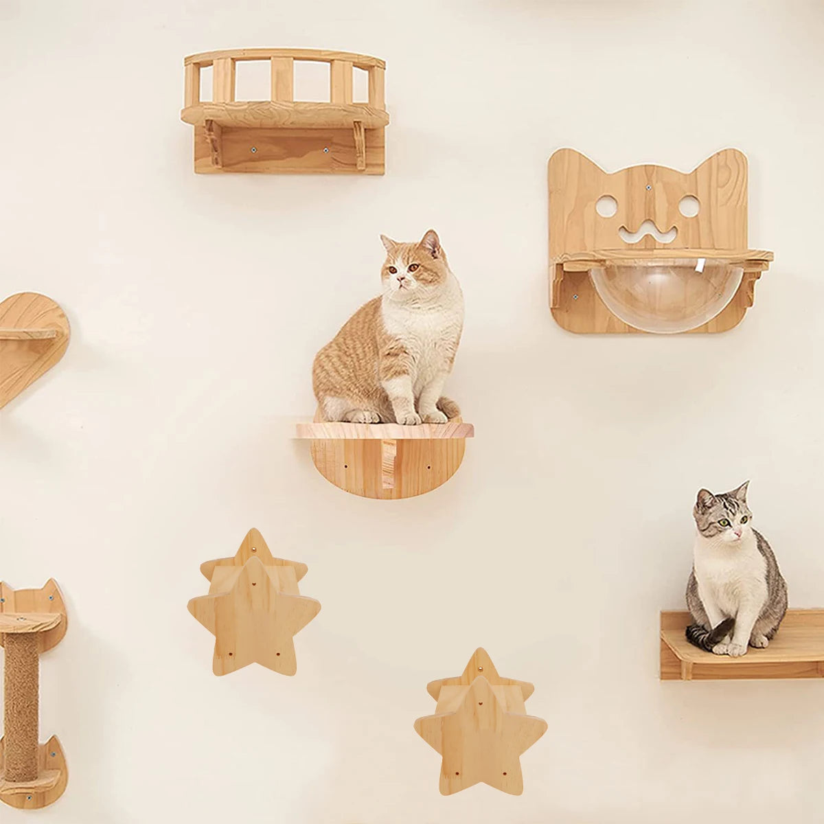 Cat Wall Mounted Climbing Shelves Cat Hammocks Durable Scratching Post For Cats & Kitten Cat Bowl Cat Cute Steps Easy-to-clean