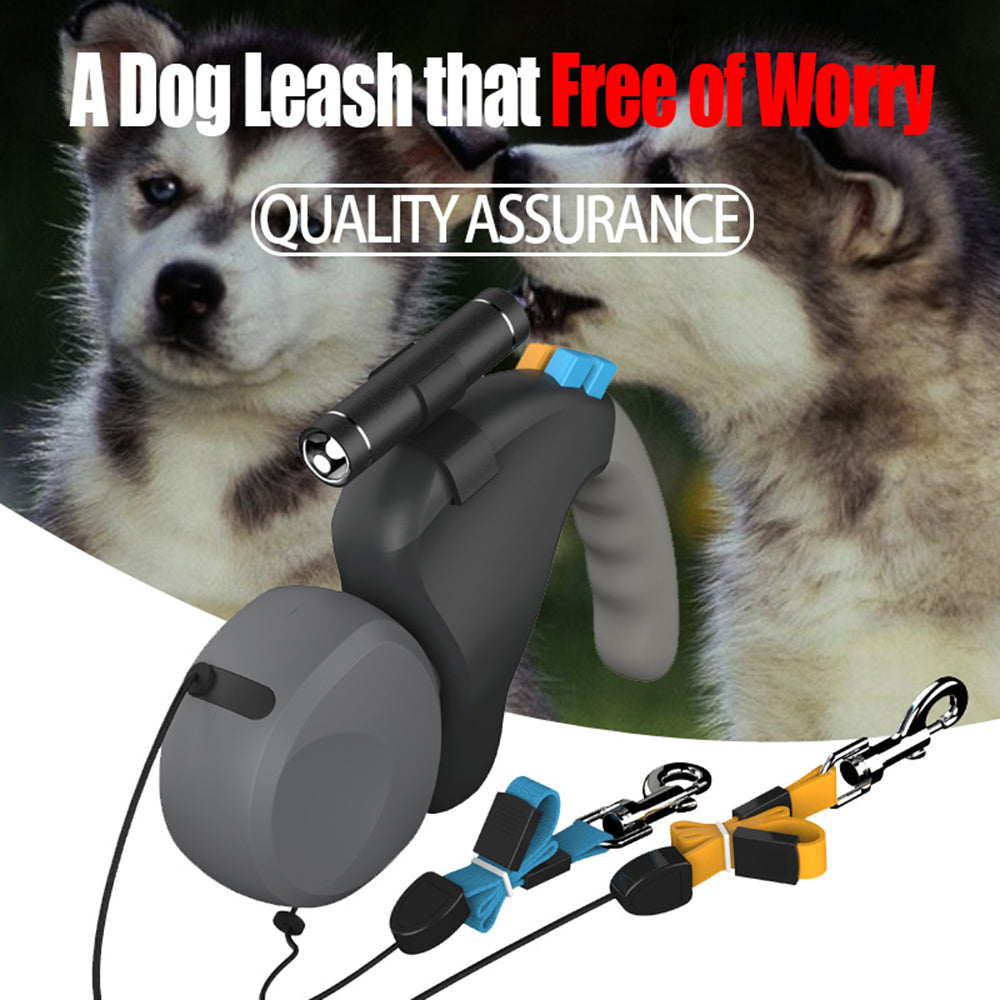 Dual Dog Rope Leash Pet Traction Rope Belt Retractable for 2 Dogs Walking Double with Light Rotation Pet Rope Pet Supplies