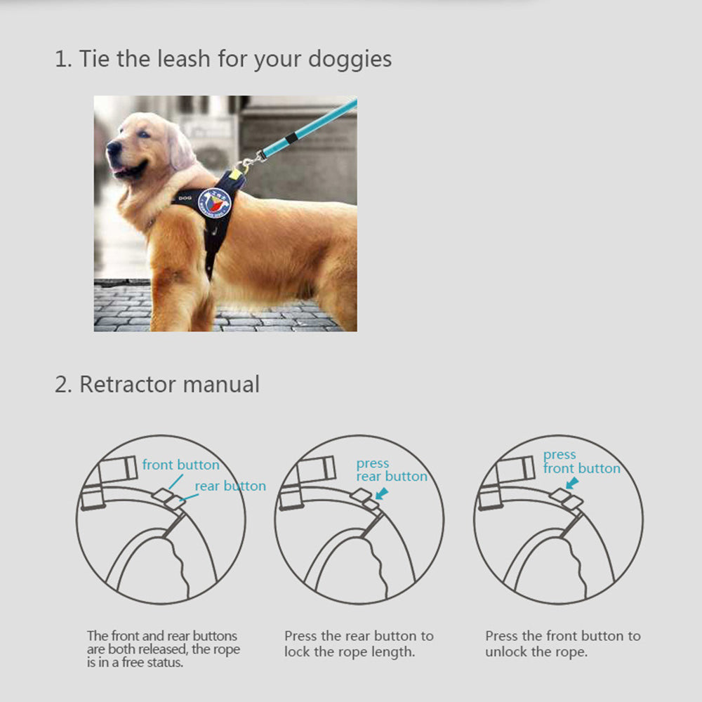 Dual Dog Rope Leash Pet Traction Rope Belt Retractable for 2 Dogs Walking Double with Light Rotation Pet Rope Pet Supplies