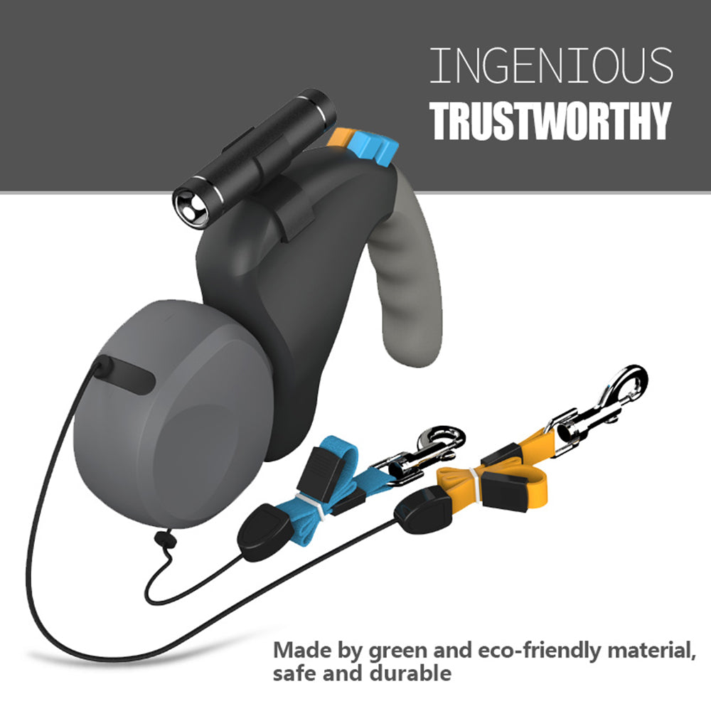 Dual Dog Rope Leash Pet Traction Rope Belt Retractable for 2 Dogs Walking Double with Light Rotation Pet Rope Pet Supplies