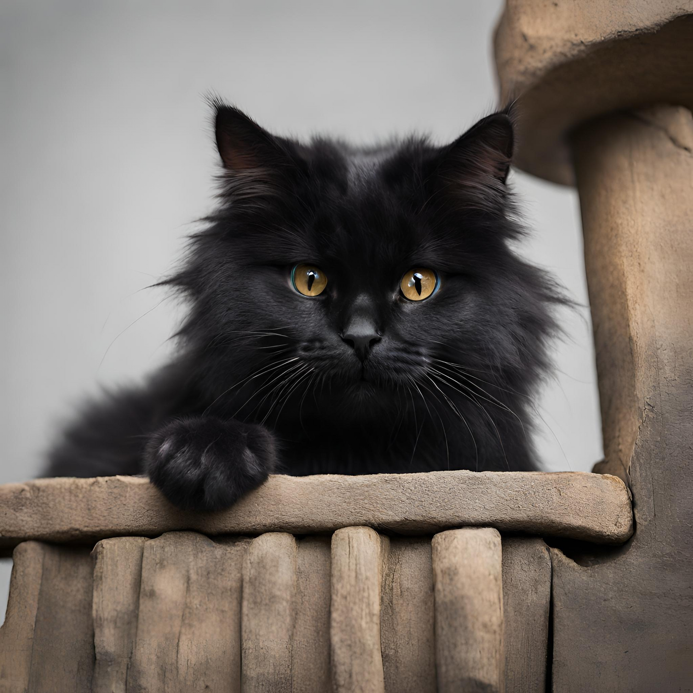 Whiskers Way | Black Cat Climbing on Obstacle