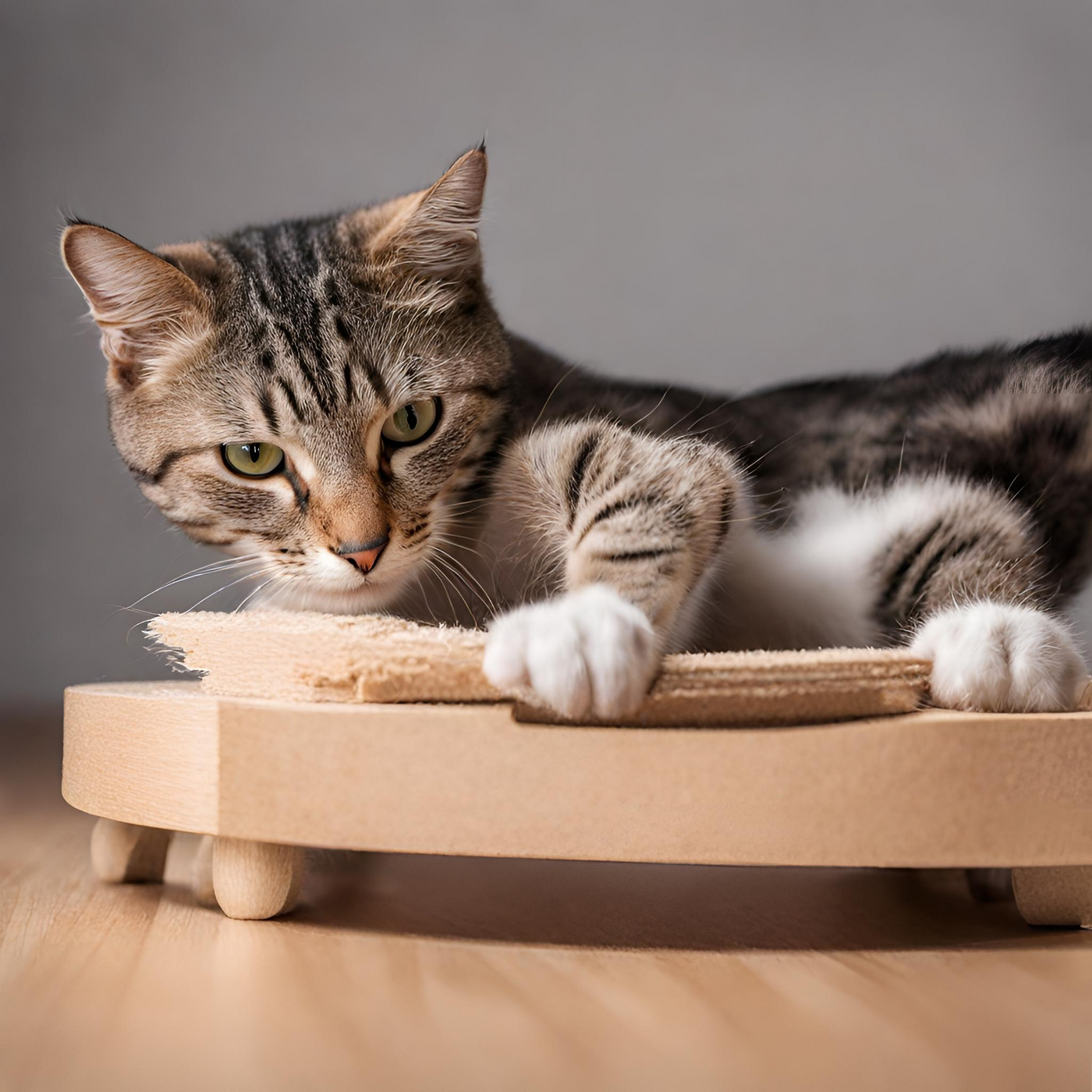 Whiskers Way | Cat laying on a scratching board
