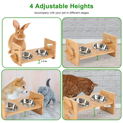 Bamboo Elevated Dog Bowl Stand