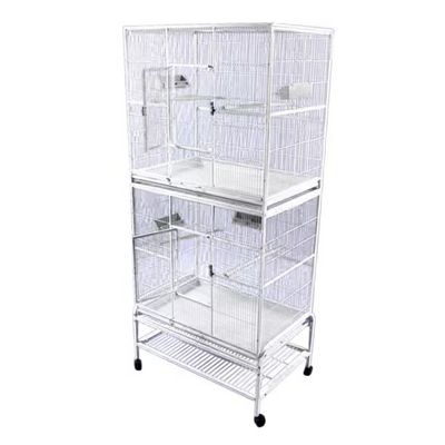 Double Stack Flight Cage - White 32"x21"x74"