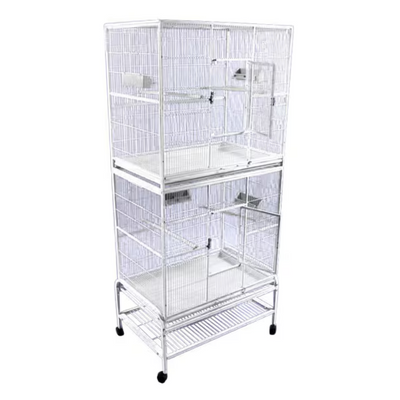 Double Stack Flight Cage - White 32"x21"x74"