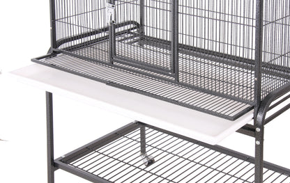 Double Door Flight Cage & Stand - Black 32"x21"x63"