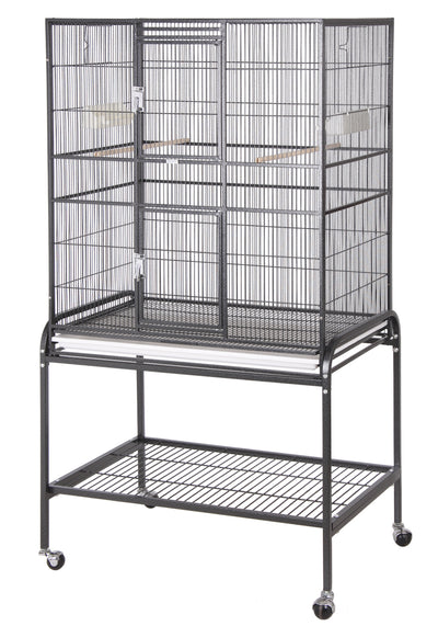 Double Door Flight Cage & Stand - Black 32"x21"x63"