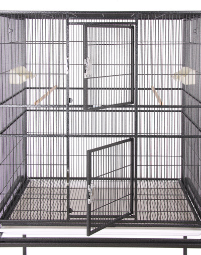 Double Door Flight Cage & Stand - Black 32"x21"x63"