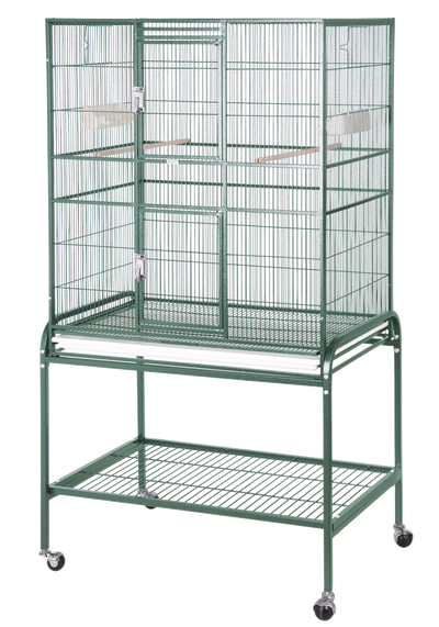 Double Door Flight Cage & Stand - Green 32"x21"x63"