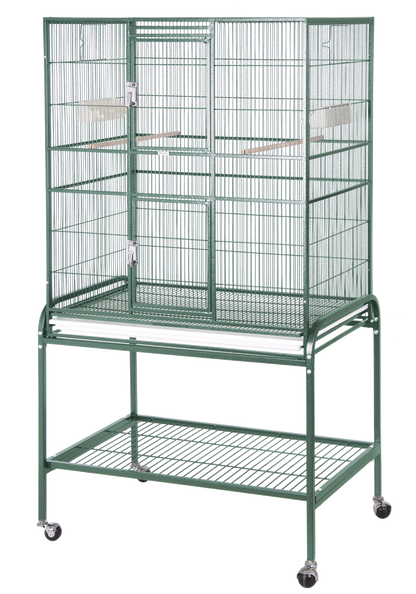 Double Door Flight Cage & Stand - Green 32"x21"x63"