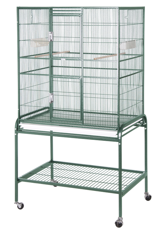 Double Door Flight Cage & Stand - Green 32"x21"x63"