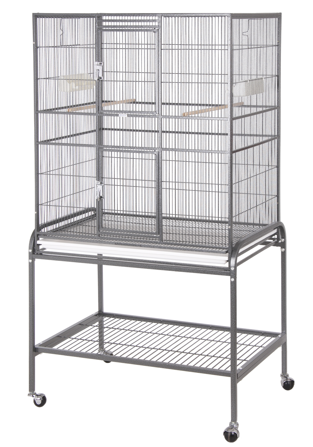 Double Door Flight Cage & Stand - Platinum 32"x21"x63"