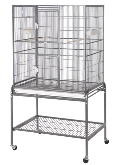 Double Door Flight Cage & Stand - Platinum 32"x21"x63"