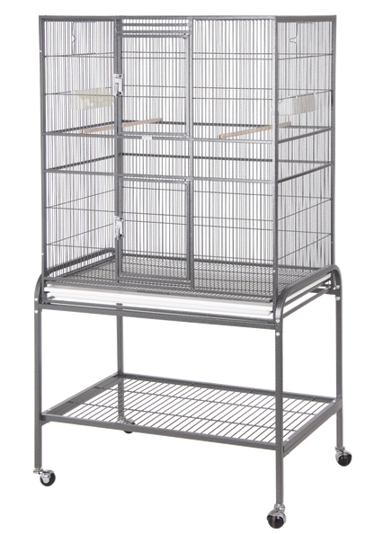 Double Door Flight Cage & Stand - Platinum 32"x21"x63"
