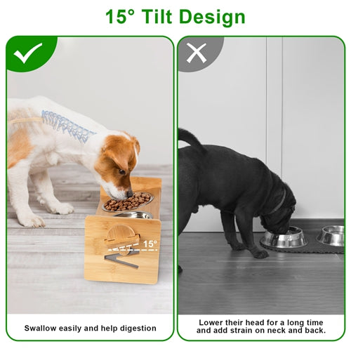 Bamboo Elevated Dog Bowl Stand