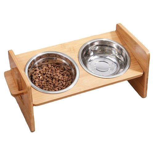 Bamboo Elevated Dog Bowl Stand