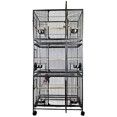 Triple Stack Cage With Key Locks - Black 36"x24"x76"