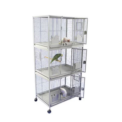 Triple Stack Cage With Key Locks - Platinum 36"x24"x76"