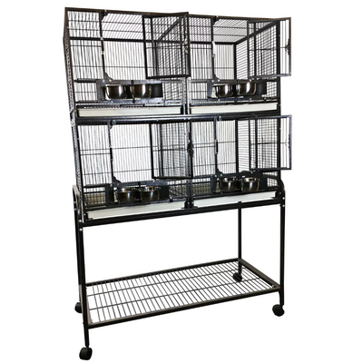 Four Unit Cage With Stand & Removable Dividers - Black 40"x20"x61"