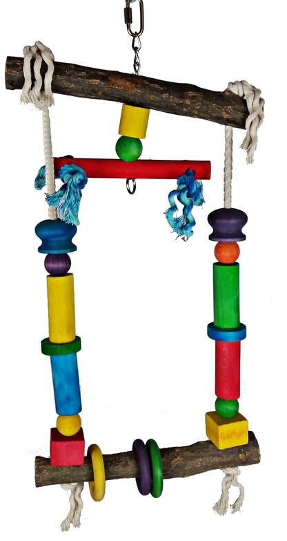 Natural Wood Swing with Rope
