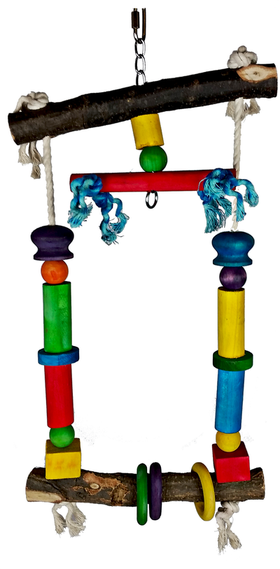 Natural Wood Swing with Rope