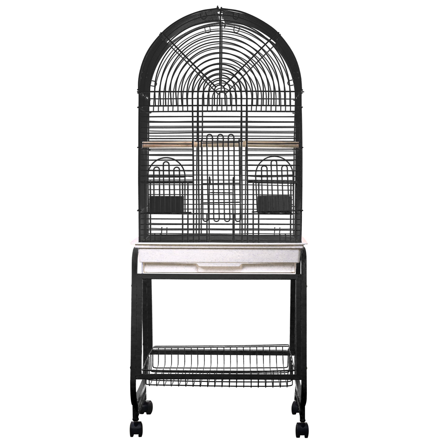 Opening Dome Top, Plastic Base, and Removable Metal Stand - Black 22"x17"x58"