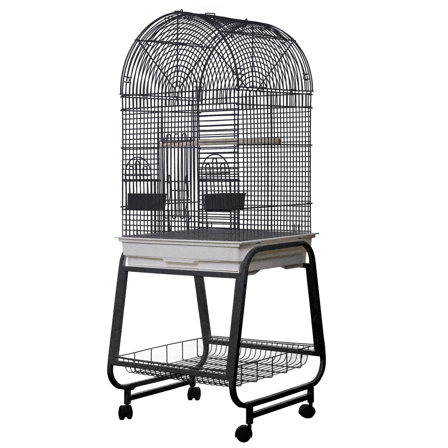 Opening Dome Top, Plastic Base, and Removable Metal Stand - Black 22"x17"x58"