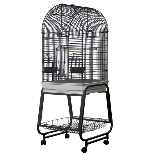 Opening Dome Top, Plastic Base, and Removable Metal Stand - Black 22"x17"x58"