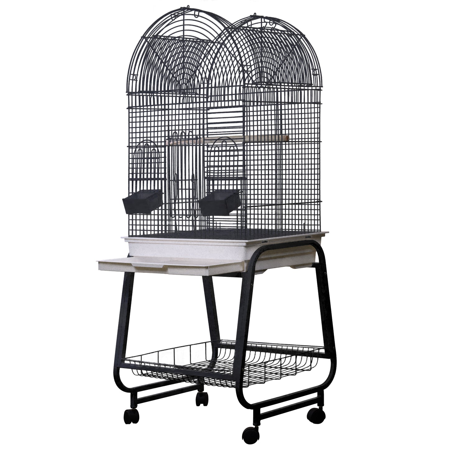 Opening Dome Top, Plastic Base, and Removable Metal Stand - Black 22"x17"x58"