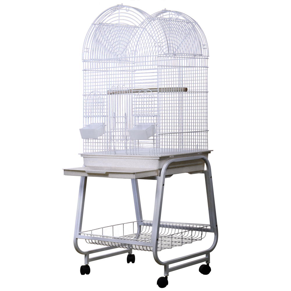 Opening Dome Top, Plastic Base, and Removable Metal Stand - White 22"x17"x58"