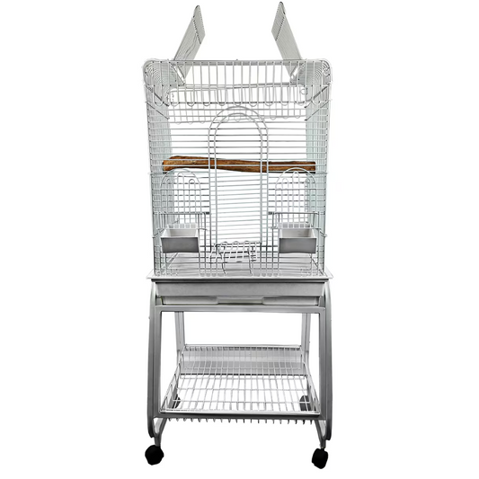 Open Flat Top Cage - White 22"x18"x62"