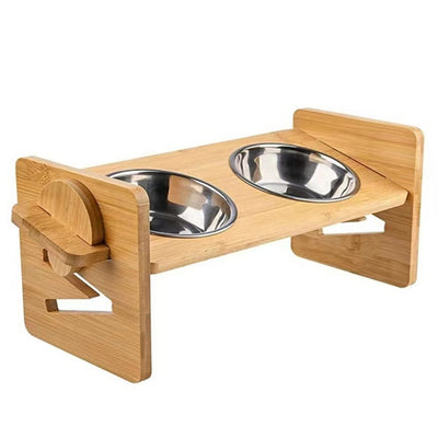 Bamboo Elevated Dog Bowl Stand