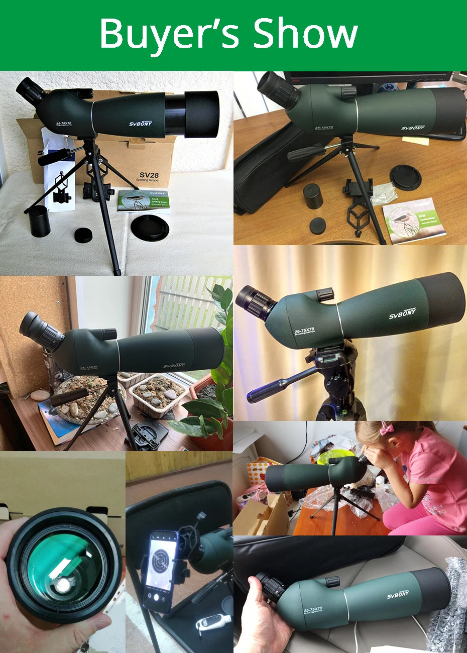 SVBONY 25-75x70 Telescope Spotting Scope Powerful Zoom Monocular FMC BAK4 Waterproof For Bird Watching Target Shotting