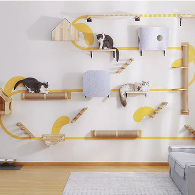 1 Piece Wall Mounted Cat Climbing Shelf Cat Hammock Cat Nest Cat House & Cat Bed Different Types for Pet Sleeping Perch and Rest