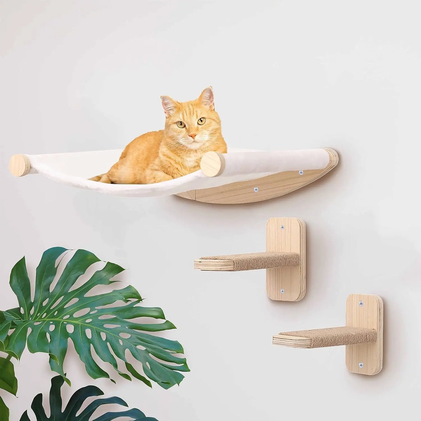 Wall Mounted Cat Climbing Shelves Cat Steps With Felt Scraper For Cat Scratching Post Tower Tree Toys Pet Furniture Wooden