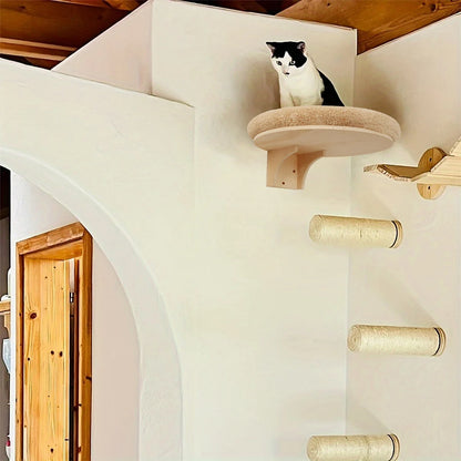 Wall Mounted Cat Tree Climbing Shelves For Cat Bridge and Cat House Bed & Sisal Scratching Post For Health of Cats Pet Furniture