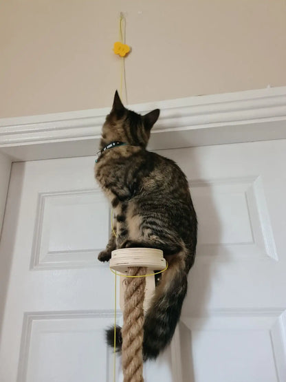 Wall Mounted Cat Tree Climbing Rope Wooden Cat Climbing Shelf with Sisal Rope Kitten Training Claw Grinding Indoor Cat Furniture