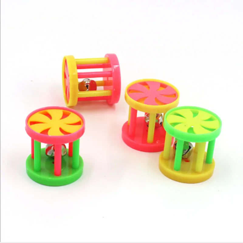Plastic Pet Cat Flower-drum Ball Bell Toy With Sound Kitten Interactive Scratching Colorful Cat Teaser Toys Pet Supplies