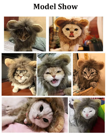 Lion Shaped Cosplay Hat for Cat Black Designer Pet Dog Accessories Winter Christmas Costume Kitten Head Wear Puppy Pet Supplies