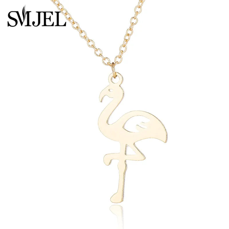 SMJEL Wild Animal Necklace Stainless Steel Hummingbird Necklaces & Pendants Cute Eagle Phoenix Swallow Birds Necklace collares