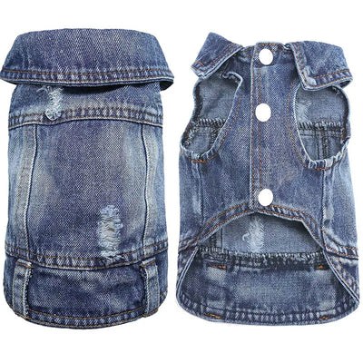 Dog Denim Jacket for Small Medium Dogs Yorkie Chihuahua Bulldog Beagle Pet Clothes Cool Dog Jean Coat Puppy Lapel Vest Apparel
