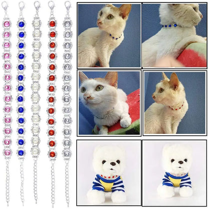 Bling Rhinestone Dog Necklace Jewelry Luxury Designer Gemstone Princess Dog Cat Wedding Collar for Small Medium Dogs Puppy