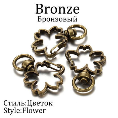 10pcs/lot Star Moon Heart Cat Dog Shell Dolphins Flowers Charms Lobster Clasps Hook For DIY Key Chain Jewelry Making Accessories
