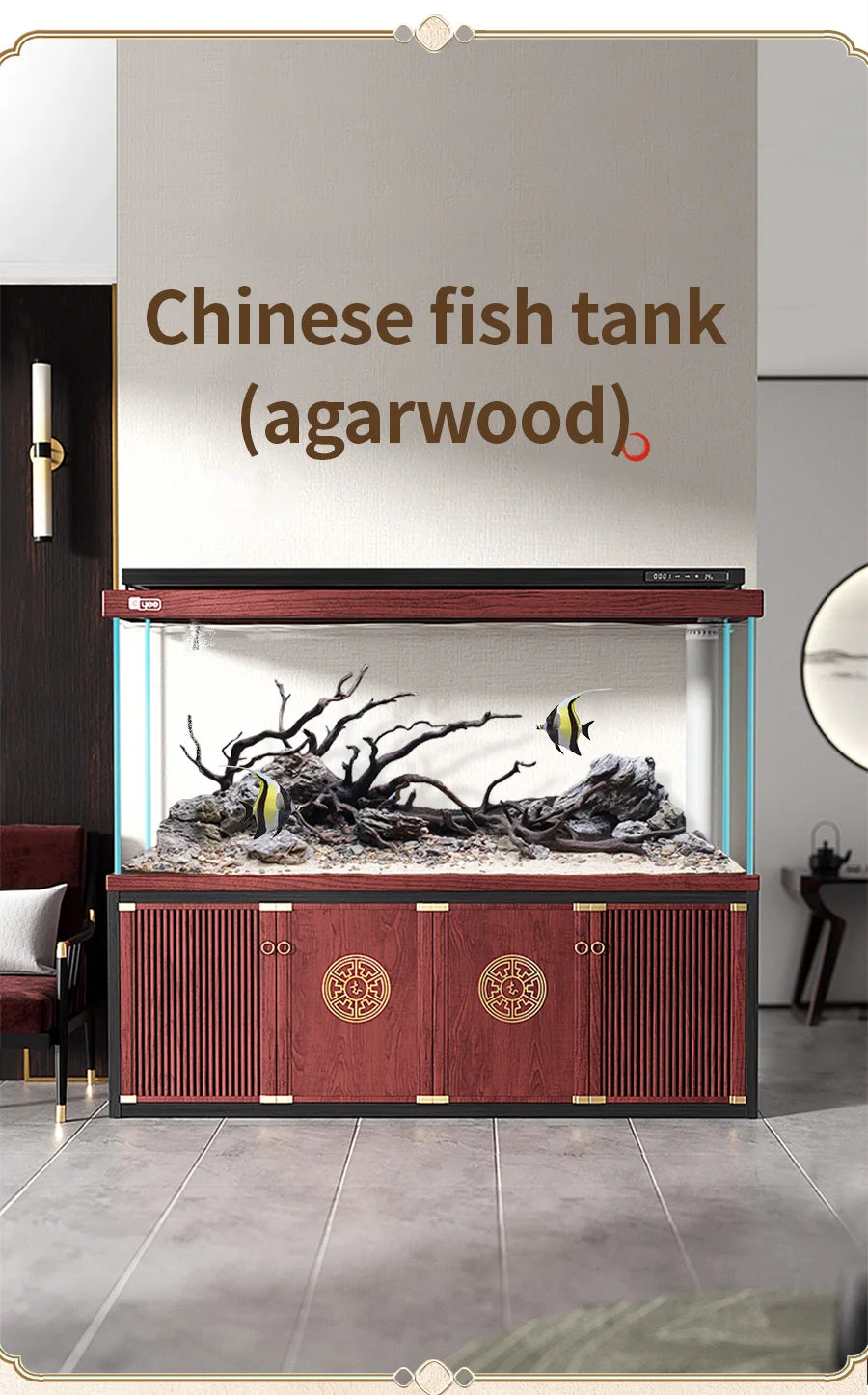 YEE Hot Sale New Chinese Style  Multi Color Home Office Middle Large  Glass Aquarium Fish Tank