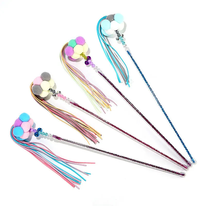 Creative Cat Toy Natural Feather Elasticity Pole Kitten Fishing Funny Cat Hairball With Bell Interactive Stick Fast Shipping